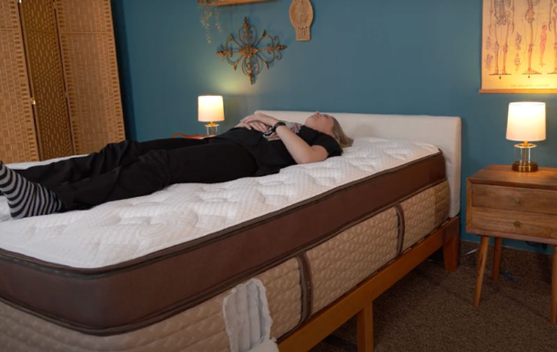 Julia testing Helix Midnight Elite Mattress